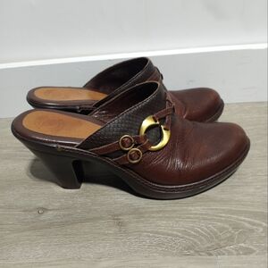 Nurture By Lamaze Brown Leather Heeled Clogs Size 9 Slip On
